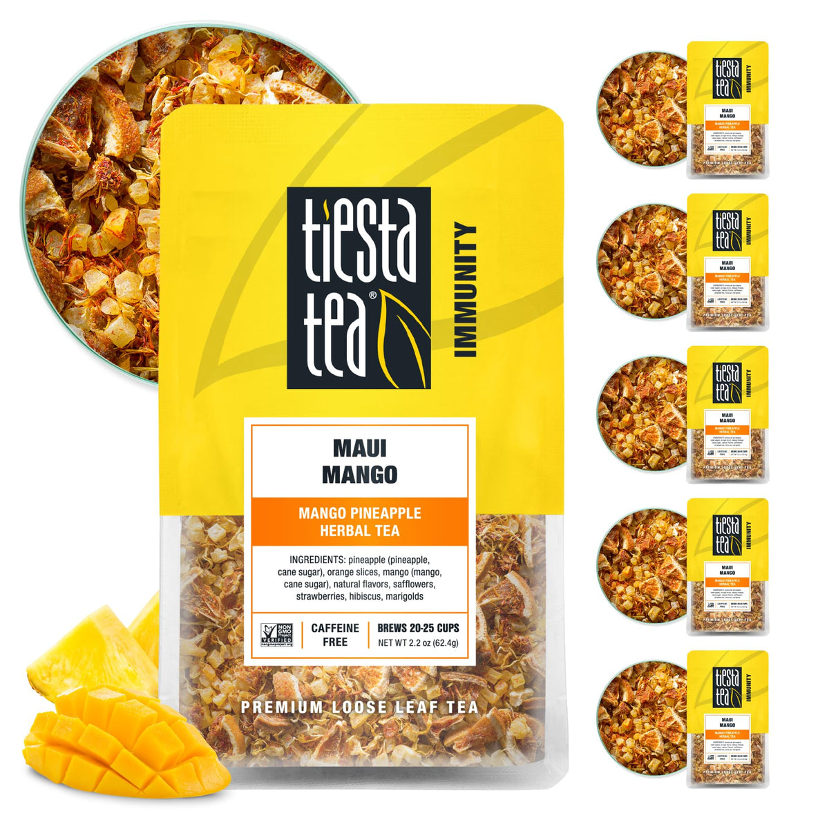 Tiesta Tea - Maui Mango, Loose Leaf, Mango Pineapple Herbal Tea, 33oz