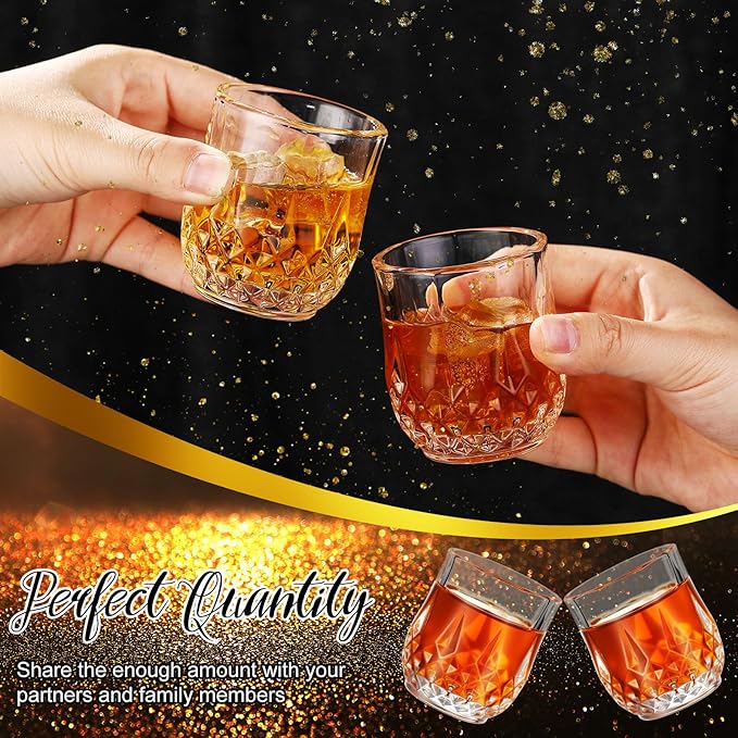 Meanplan 2.7oz Mini Shot Glasses Set Tasting Glasses Heavy Base Clear Shot Cup Cute Cordial Mini Wine Cups for Serving Whiskey, Wine, Juice(24 Pcs)