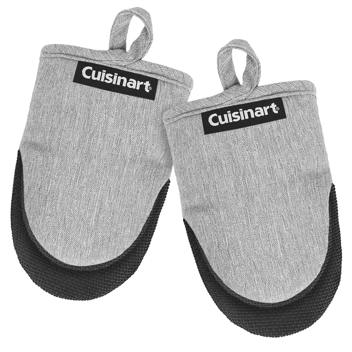 Cuisinart Mini Oven Mitts – 5.5” x 7” Heat-Resistant Kitchen Mitts for Oven with Non-Slip Neoprene Palm, Cotton Filling, and Fabric Loop – Durable Oven Mitt Set for Cooking & Baking