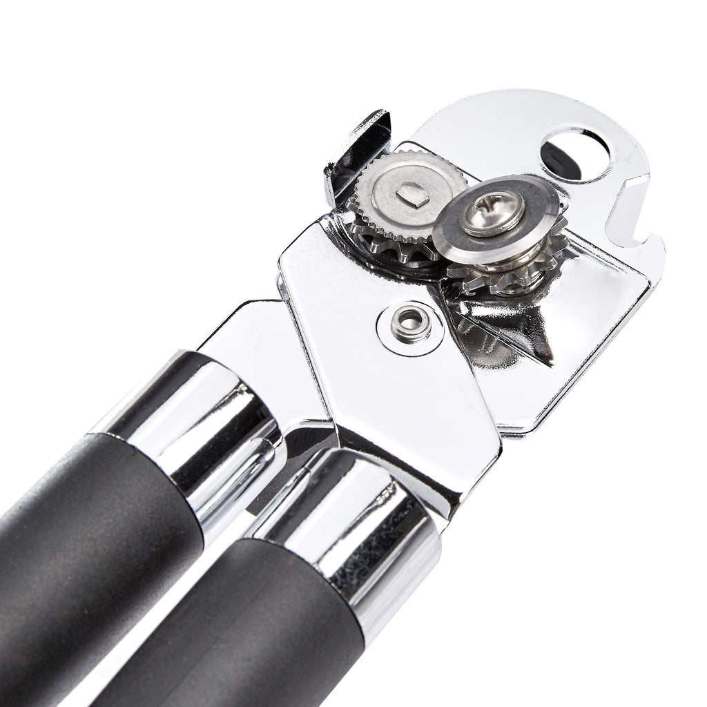Amazon Basics Multi-function Manual Can Opener and Bottle Opener with Soft Grip Dual Handle, 22 cm, Black