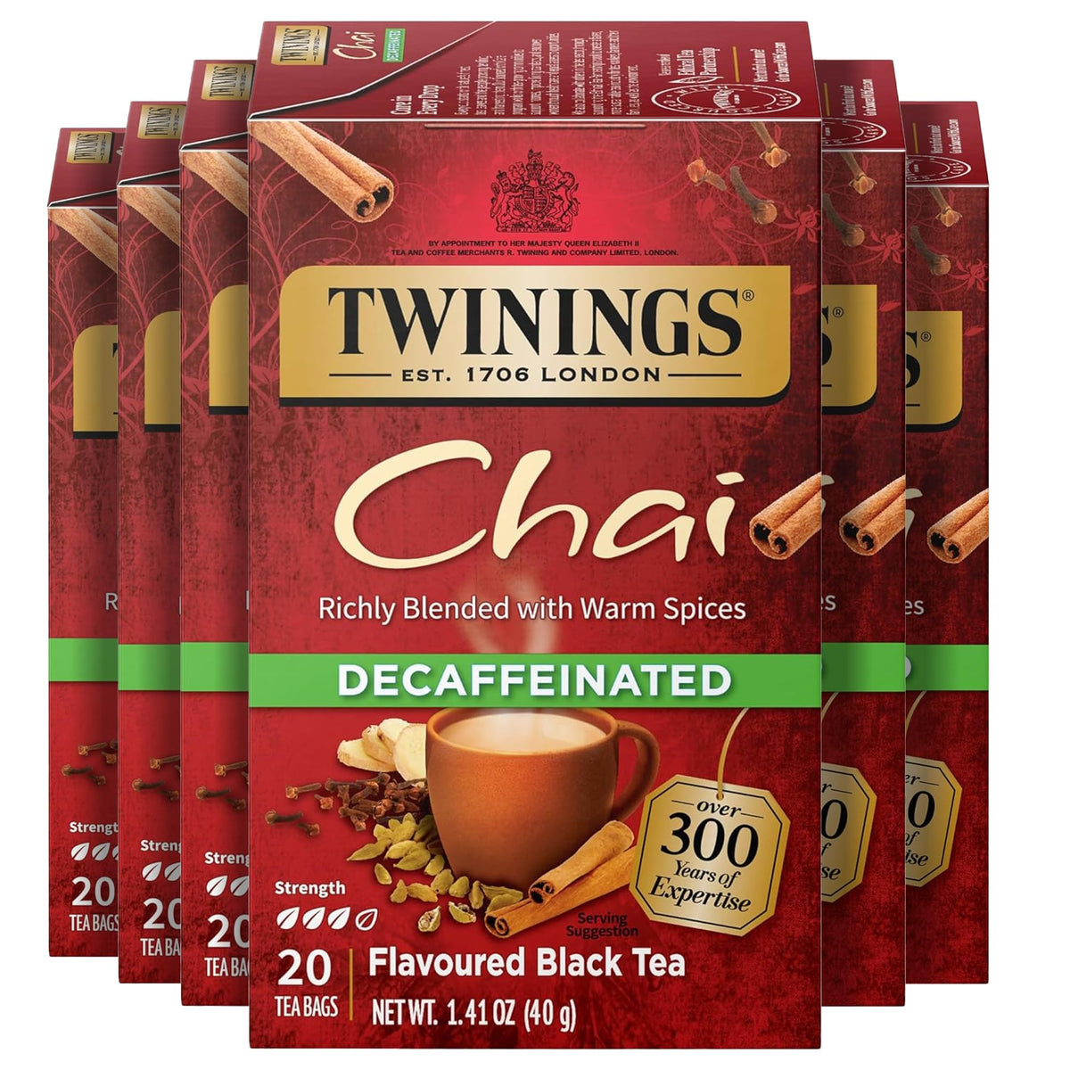 Twinings English Breakfast Black Tea Individually Wrapped Bags, 20 Count (Pack of 6), Flavourful, Robust, Caffeinated, Enjoy Hot or Iced, 120 Teabags