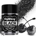 Black Edible Glitter - 5g Food Grade Cake Decorating Shimmering Glitter, Edible Sprinkle Luster Dust for Drinks, Chocolates, Fondant, Strawberries, Cupcakes, Candy, Easter Cookie - Vegan