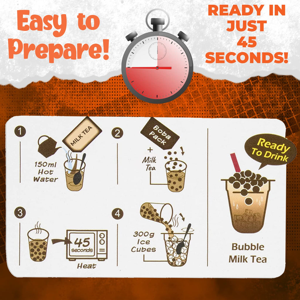 Fusion Select 5 Packs Taro, Mango, Honeydew, Strawberry Bubble Tea Kit Set With Extra Rich Tapioca Pearls, Straws