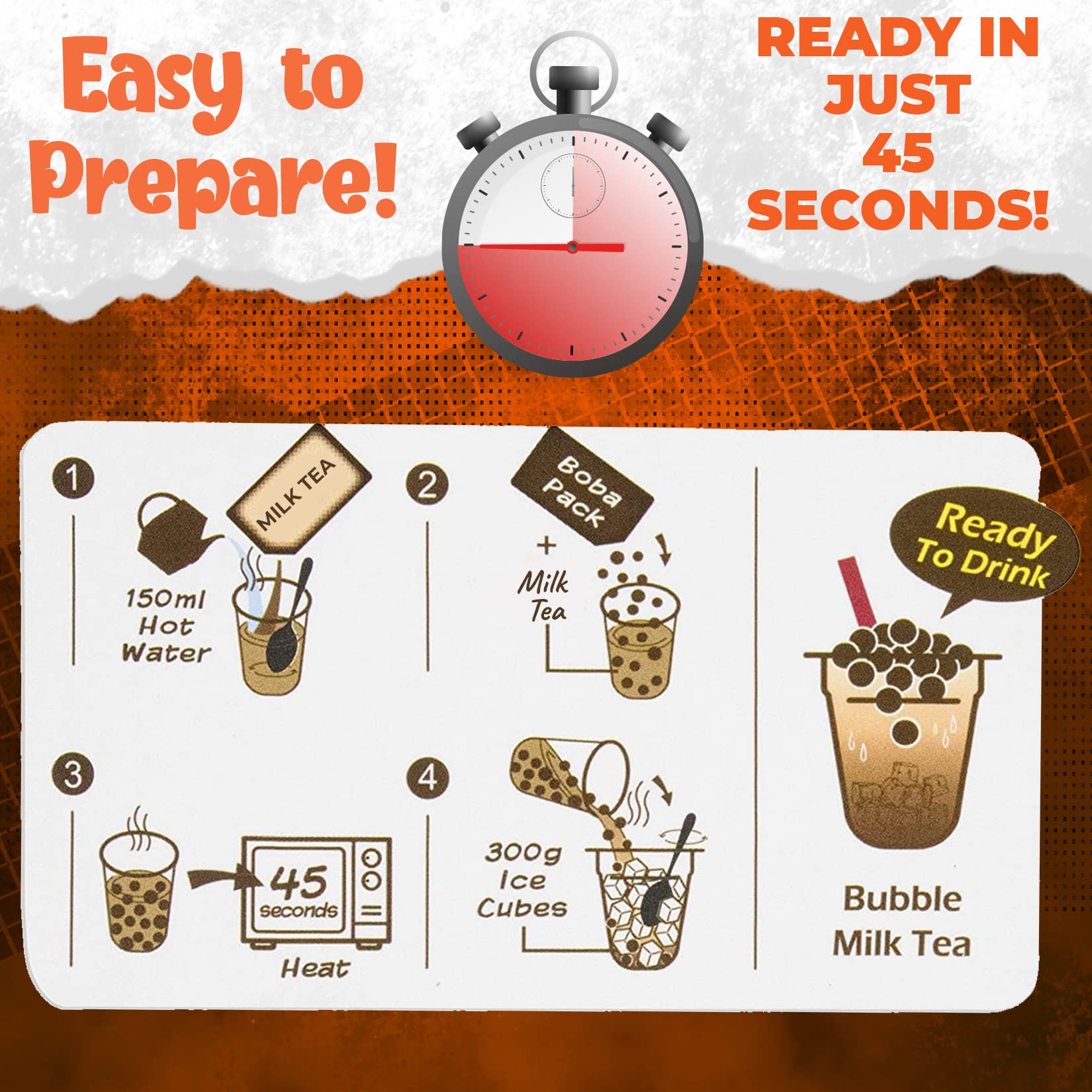 Fusion Select 5 Packs Taro, Mango, Honeydew, Strawberry Bubble Tea Kit Set With Extra Rich Tapioca Pearls, Straws