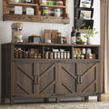 knoworld Buffet Sideboard with Storage Farmhouse with 4 Doors, 55'' Large Kitchen Storage Cabinet Wood Coffee Bar Cabinet Buffet Table with Shelves for Kitchen, Dining Room, Entryway (Brown, 55in)