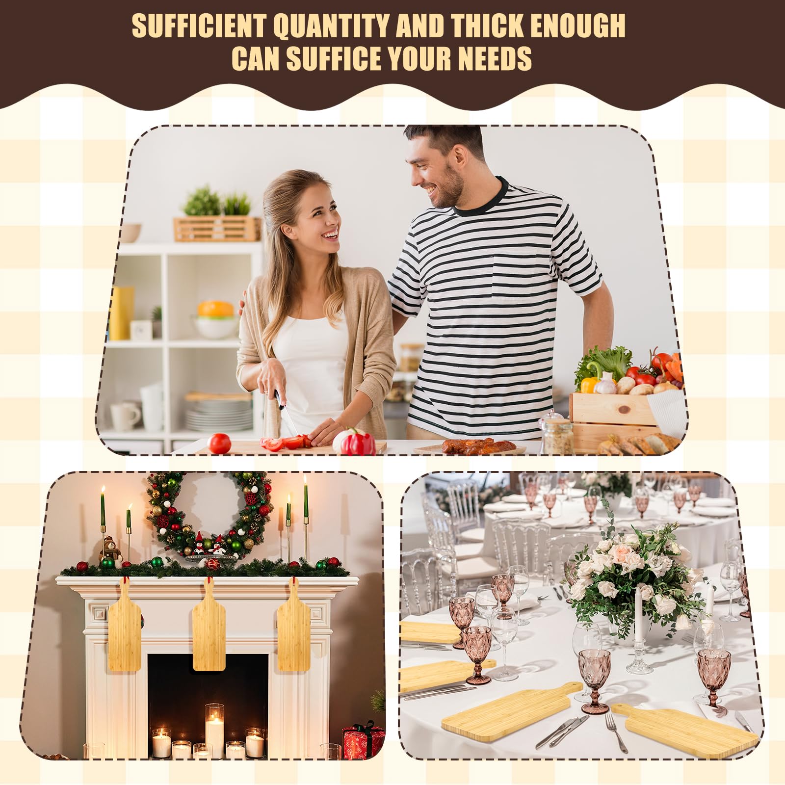 Lounsweer 6 Pcs Thicken Cutting Board Bulk Wood Board for Chopping Serving Charcuterie Material for Laser Engraving Mother' Day Wedding Housewarming Gift(Bamboo,17 x 6 Inches)