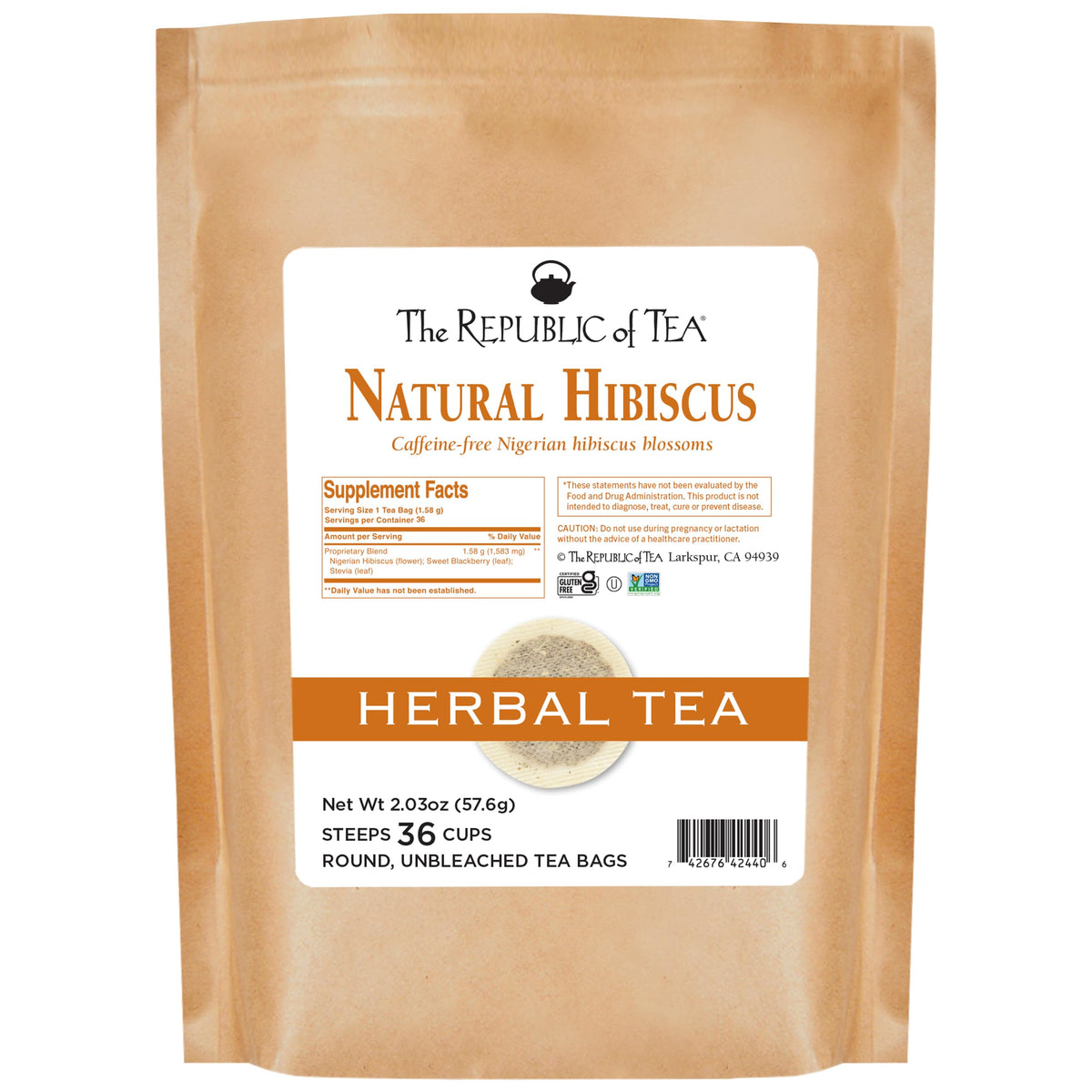The Republic of Tea Natural Hibiscus Super Refill Herbal Tea, 100 Count