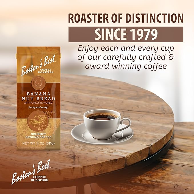 Boston’s Best Coffee - Banana Nut Bread Flavored Delicious Gourmet Premium Ground Coffee, 11 oz. / 311 g Bag