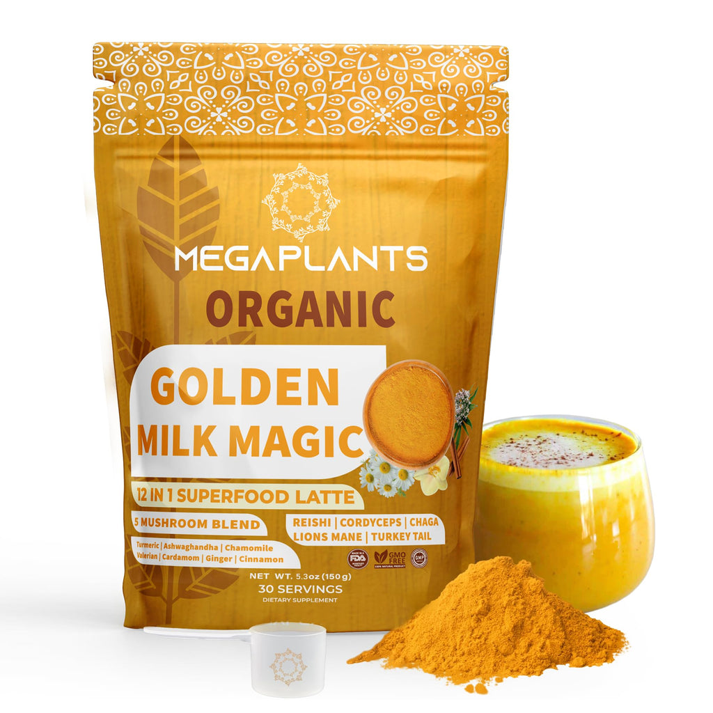 MEGAPLANTS Golden Milk Powder | Turmeric Ashwagandha Superfood Latte Mix