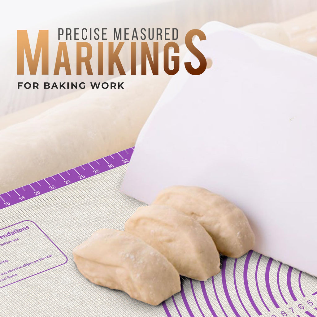 28 * 20 inches purple, non-slip silicone baking sheets - baking mat with 0.7mm thickness - non-stick pastry & cookie mat for kitchen counter for rolling out dough with measurements.