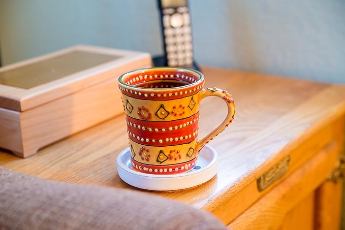 Encantada Handmade Hand-Painted Authentic Mexican Pottery Mugs (1-Pack, Mas Red)