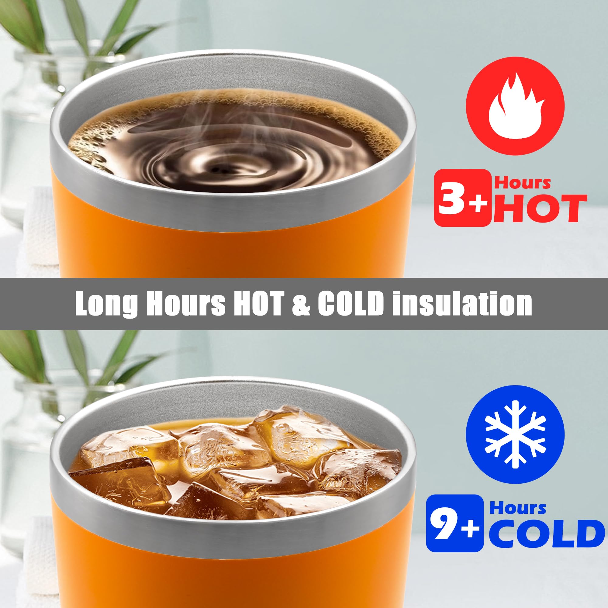 20oz Tumbler Insulated Coffee Tumblers with Lid Stainless Steel Orange 4P