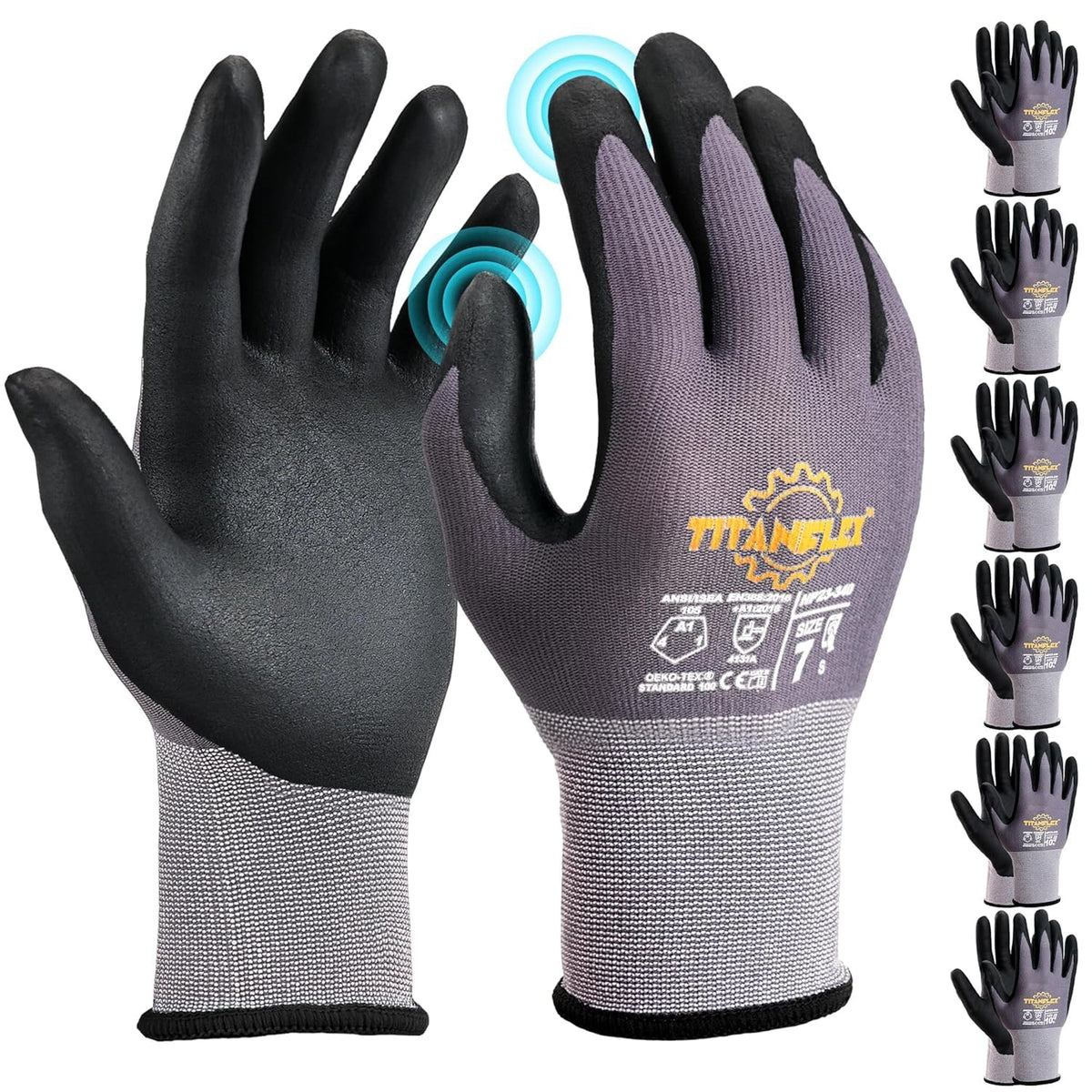 TitanFlex Work Gloves, MicroFoam Nitrile Coated, Seamless Knit Nylon