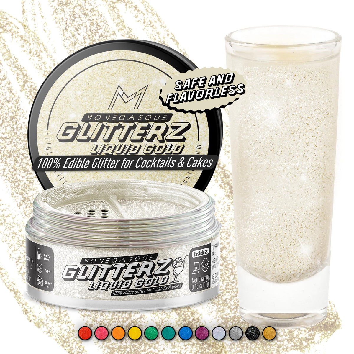 MONÉGASQUE Lavender Edible Glitter for Drinks & Cakes, Drink Glitter, 10g
