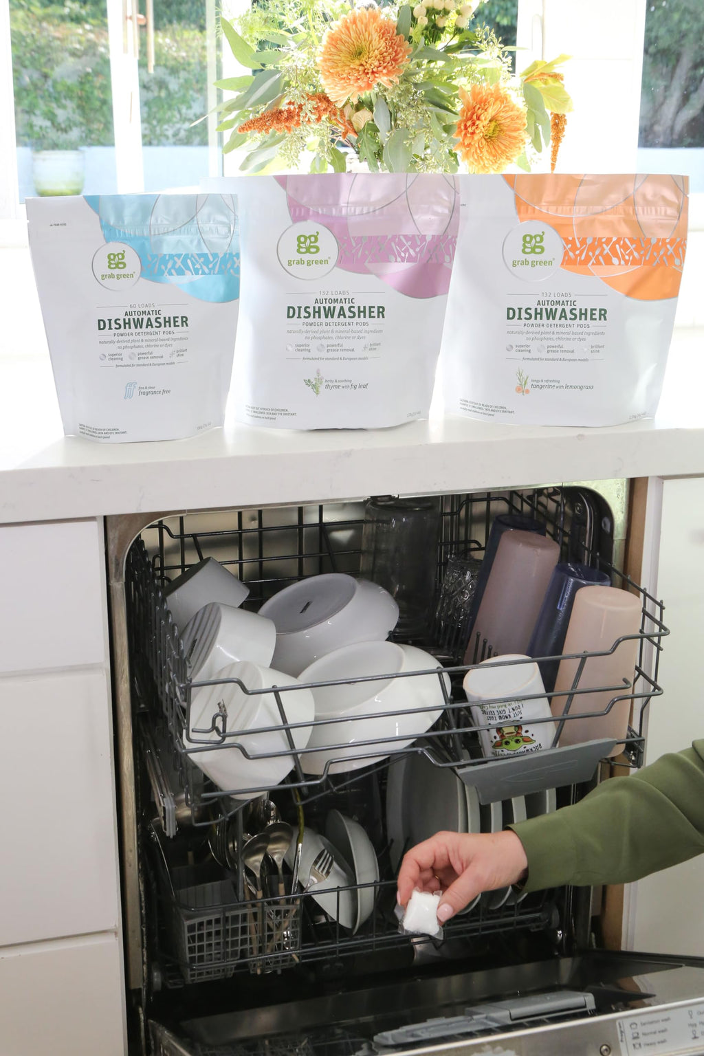 Grab Green Dishwasher Pods, 24 Count, Unscented, Plant & Mineral Based