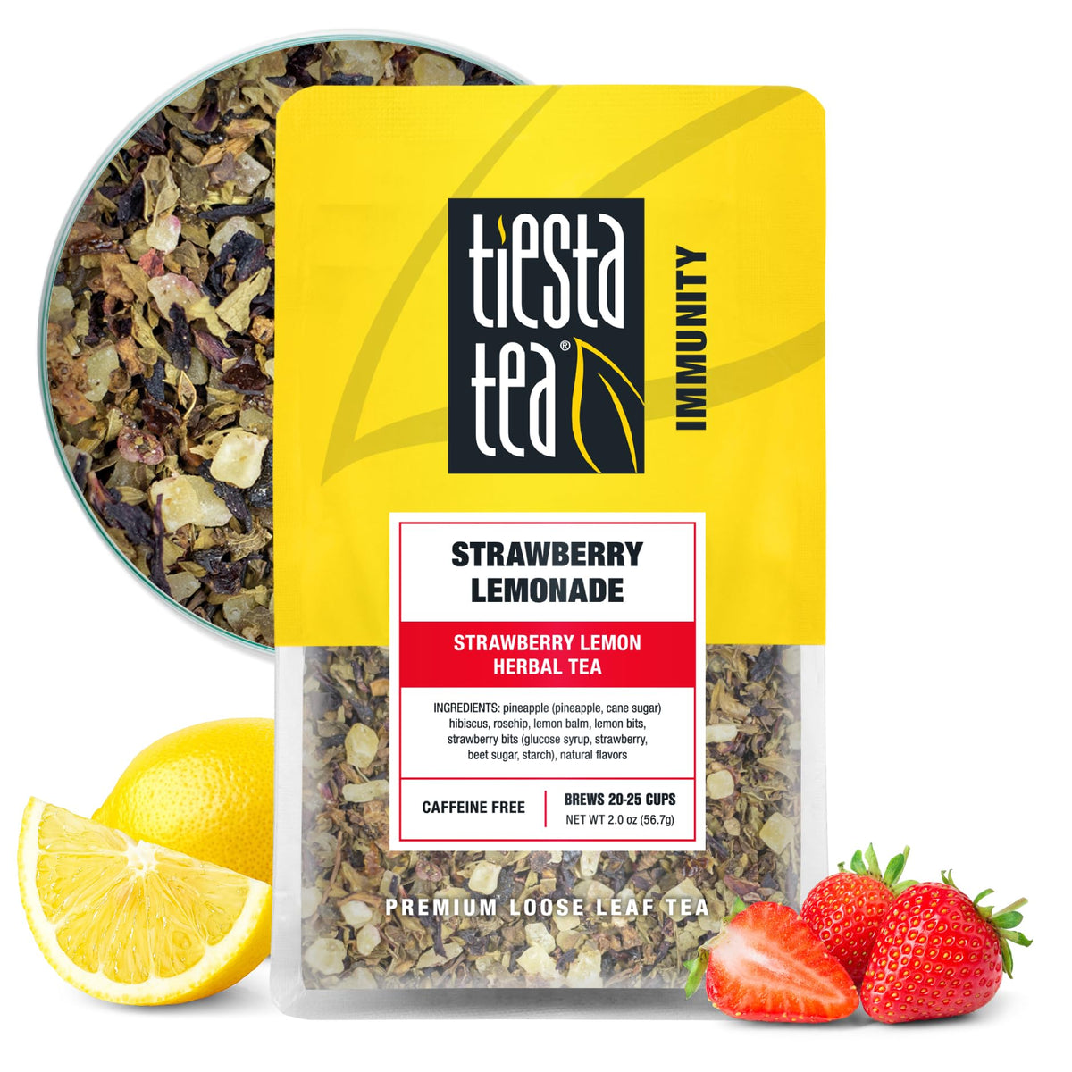 Tiesta Tea Strawberry Kiwi Herbal Tea Loose Leaf Fruit Tea Blend 16oz
