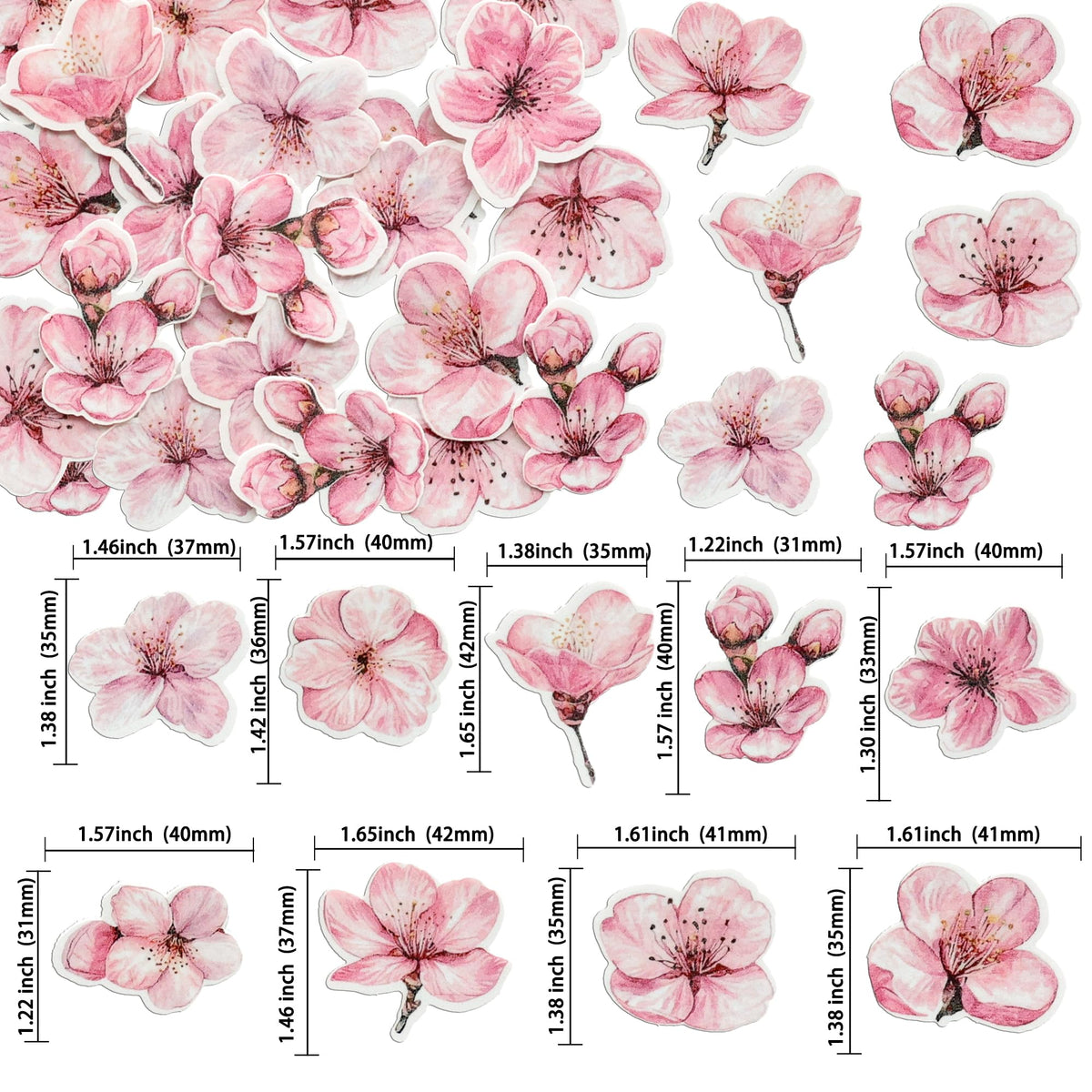 Ephlyn 50Pcs Edible Flowers Cake Topper Cupcake Toppers Wedding Themed Party Baby Shower Birthday Party Cupcake Picks Anniversary Party Decorations Supplies Pink