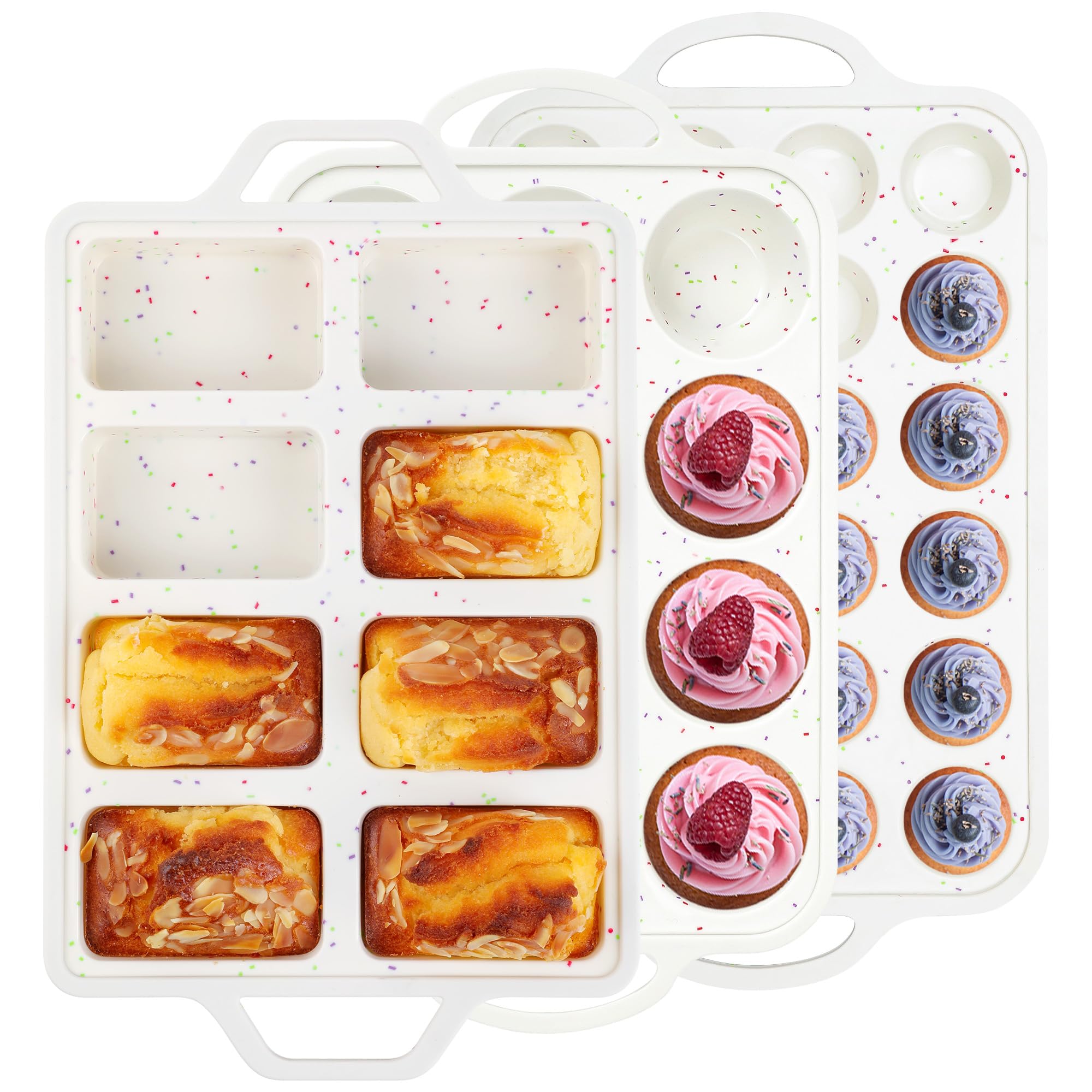 AOTASO 3 Pcs Silicone Baking Pan Set, Cream