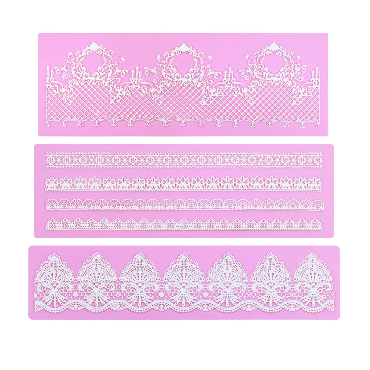 Embossing Lace Fondant Molds - Rose Flower Cake Lace Molds Set of 3