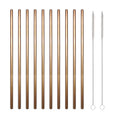 10 Pcs Stainless Steel Straws, Reusable Drinking Straws, Straight Metal Straw Sets with 2 Pcs Cleaning Brushes (8.5 Inch, Rose Gold)