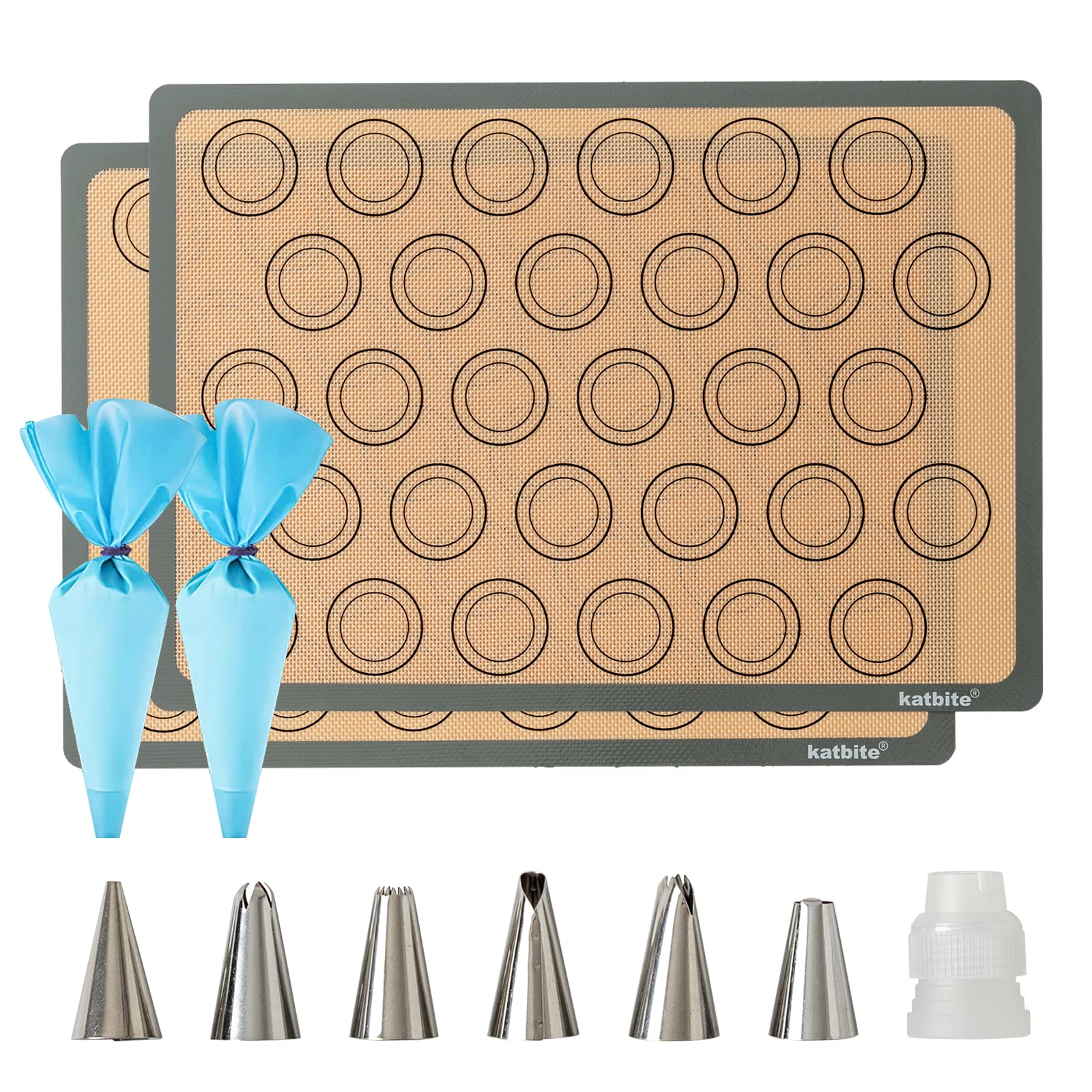 Katbite Macaron Silicone Baking Mat Set of 2 Grey