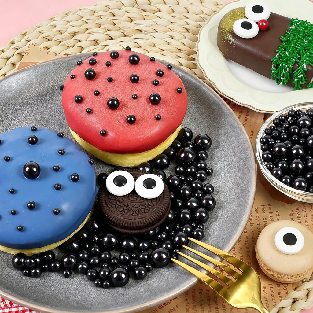 Edible Black Pearl Sprinkles for Cake Decorating, Black Pearl Sugar Sprinkles, 150g/5.29oz, Baking Cake Decorations, Food Grade Toppers, Cupcakes, Cookies, Birthday, Wedding Party Holiday Supplies