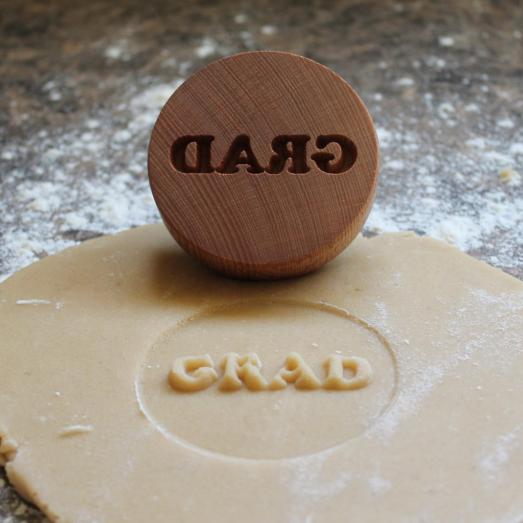 Fun Food Tools, Wood Cookie Stamp, 2.5 Inch (GRAD CS-130)