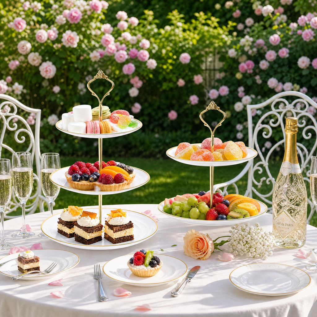 Goaste 3 Pack Tiered Cupcake Stand, Plastic Cupcake Stand Tower, 3 Tier Round Shape Dessert Serving Tray, White Cookie Candy Buffet Stand for Tea Party, Baby Shower, Wedding, Birthday, Christmas