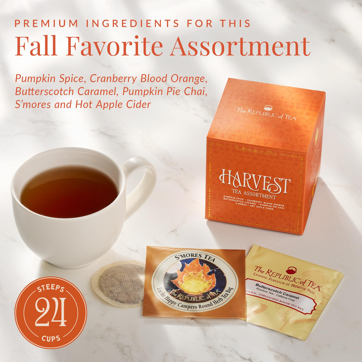 The Republic of Tea Harvest Tea Sampler Assortment, 24 Count