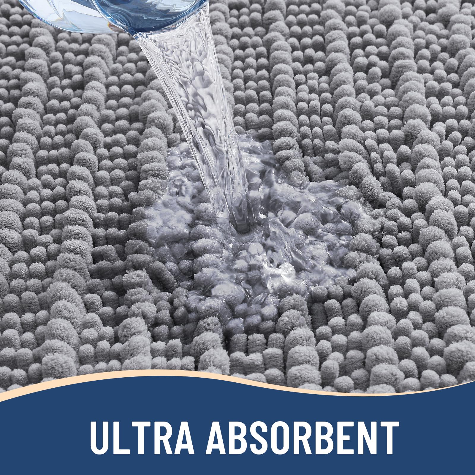Arotive Bathroom Rugs Mat 59x35, Soft Absorbent Chenille Shaggy Bath Mat