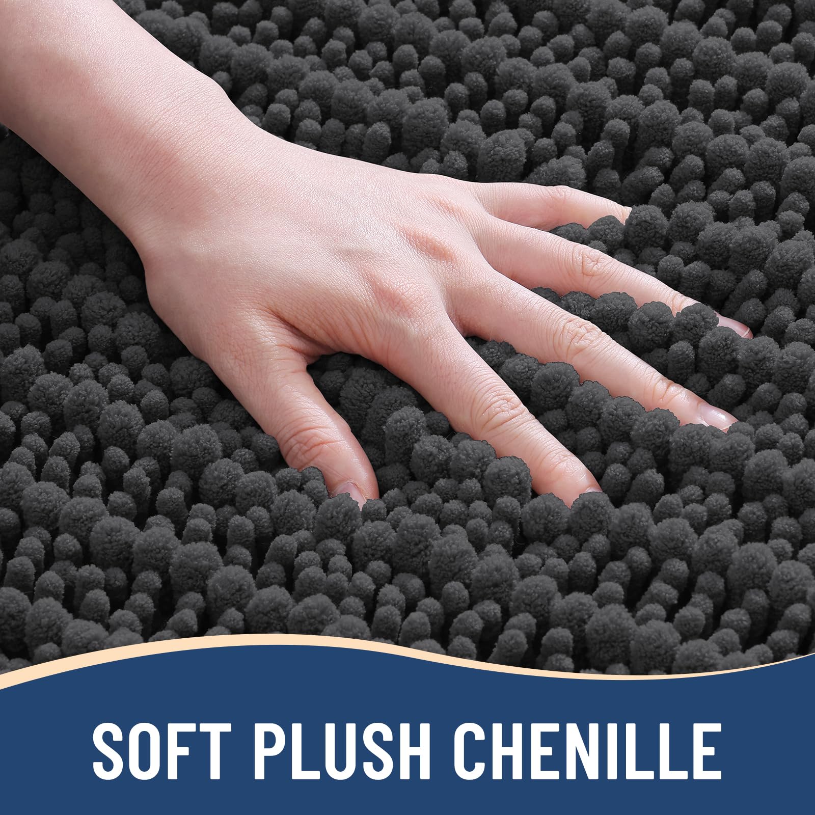 Arotive Bathroom Rugs Mat 34x21, Soft Absorbent Chenille Shaggy Bath Mat