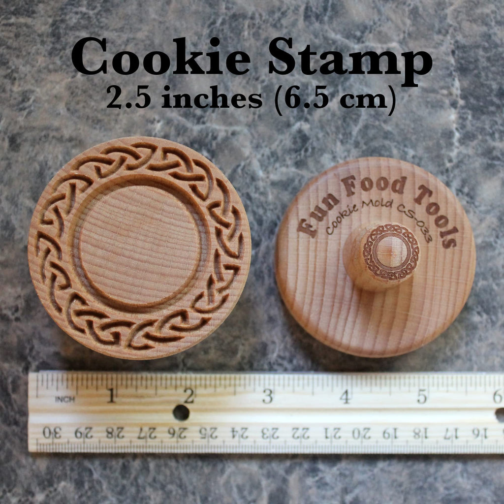 Fun Food Tools, Wood Cookie Stamp, 2.5 Inch (Celtic Frame CS-033)