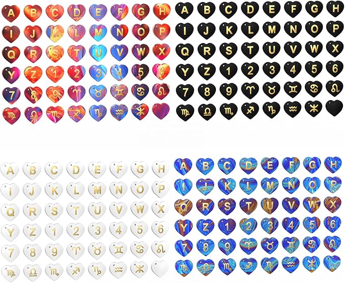 Juome Letter Resin Molds Silicone for Stanley Cup, 48 Pcs Heart Shape Letters Name Number Silicone Molds for Epoxy Resin Casting, DIY Personalized Custom Letter Charm Making for Stanley