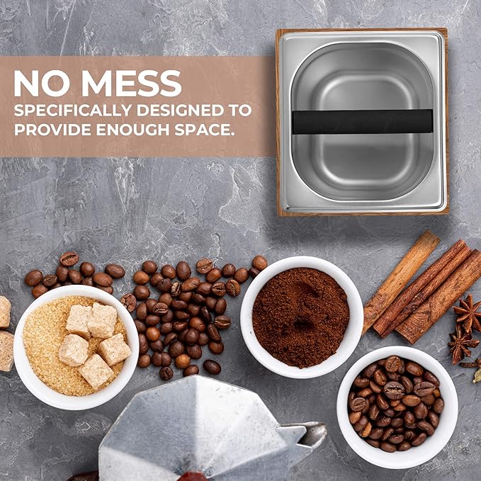 Knock Box | Large Capacity Espresso Knock Box | Non-Slip Base Knock Box Espresso | Coffee Knock Box | Shock Absorbant Espresso Knock Box and tamp station | Knock box for espresso coffee grounds