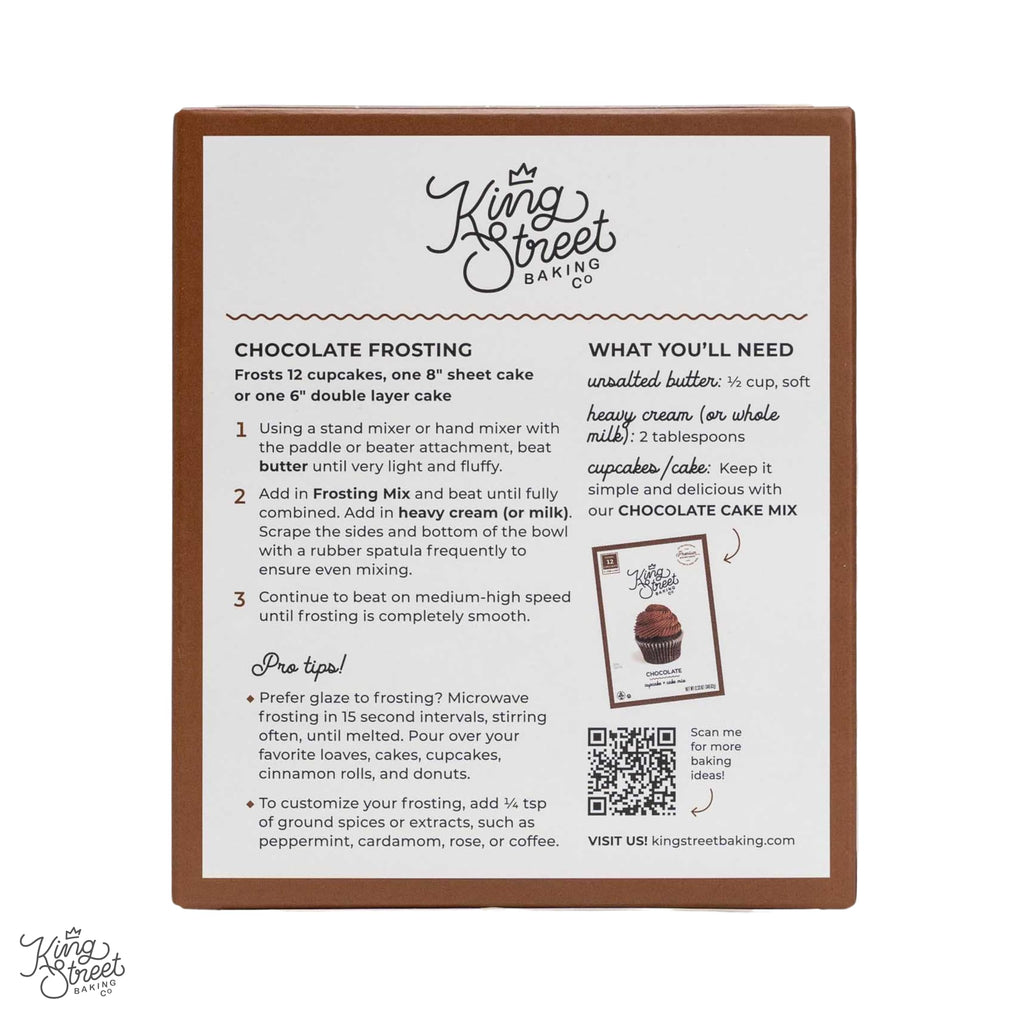 King Street Baking Co Chocolate Frosting Mix: 3 Pack - 4 Ingredient Icing for Cake - Real Cocoa, Vanilla - Frosts 12 Cupcakes
