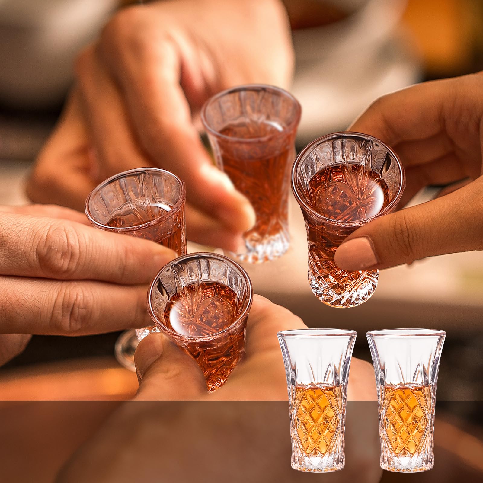 LOBUBT 6 Pack Shot Glass Bulk Set with Heavy Base 2 OZ Small Shot Cups for Vodka, Whiskey, Tequila, Espresso, Liquor Set