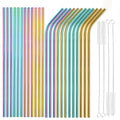 Tomorotec 24 PCS Straight & Bent Stainless Steel Straws for Tumblers, 10.5”