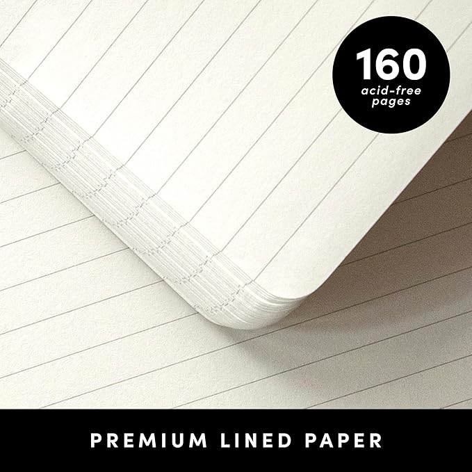 PAPERAGE Lined Journal Notebook, (Coral), 160 Pages, Medium 5.6 in x 8 in - 100 GSM Thick Paper – Hardcover Journaling Notebook for Work, School & Note Taking