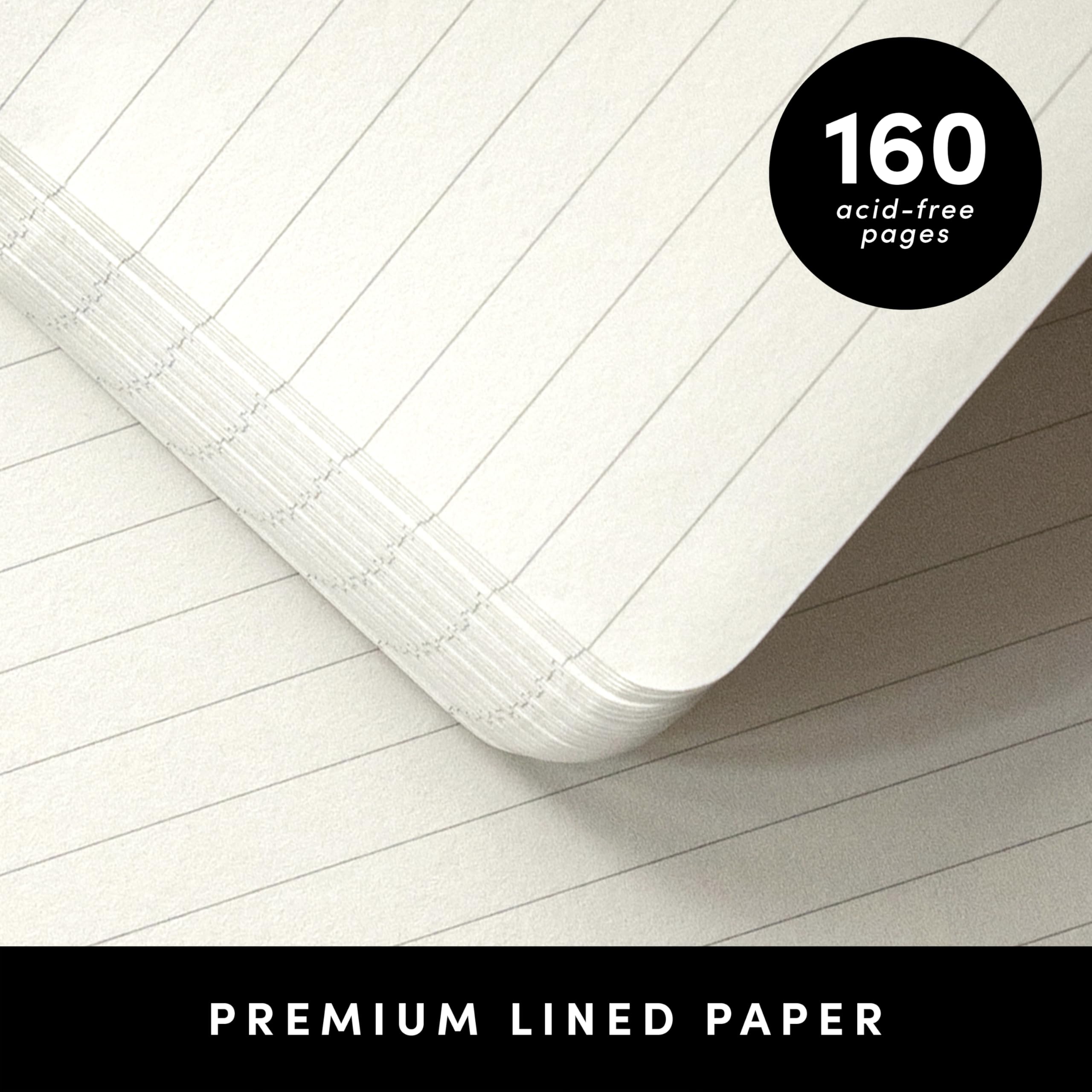 PAPERAGE Lined Journal Notebook, (Light Blue), 160 Pages, Medium 5.6 in x 8 in - 100 GSM Thick Paper – Hardcover Journaling Notebook for Work, School & Note Taking