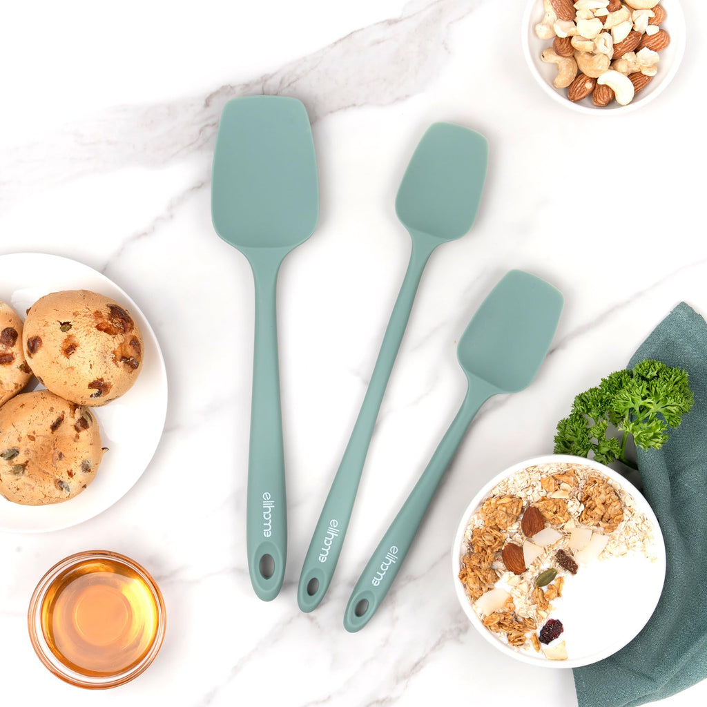 Elihome Mini Silicone Spoonula - Non-Stick Heat Resistant Silicone Scraper Spatula for Mixing, Serving, Scraping, Stirring, and More, 8.75 Inch, Sage Green