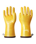 wahoo Professional Liquid Silicone Oven Mitts Gloves, Heat Resistant Gloves for Cooking, Baking, CoralAir Liner, 12 Inch, Yellow, Medium