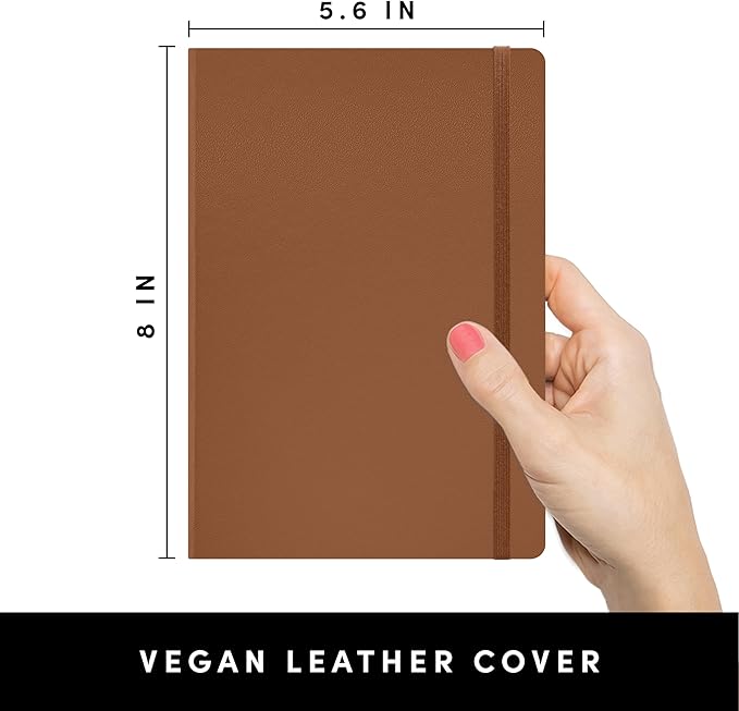 PAPERAGE Blank Journal Notebook, (Cognac), 160 Pages, Medium 5.6 inches x 8 inches - 100 GSM Thick Paper, Hardcover