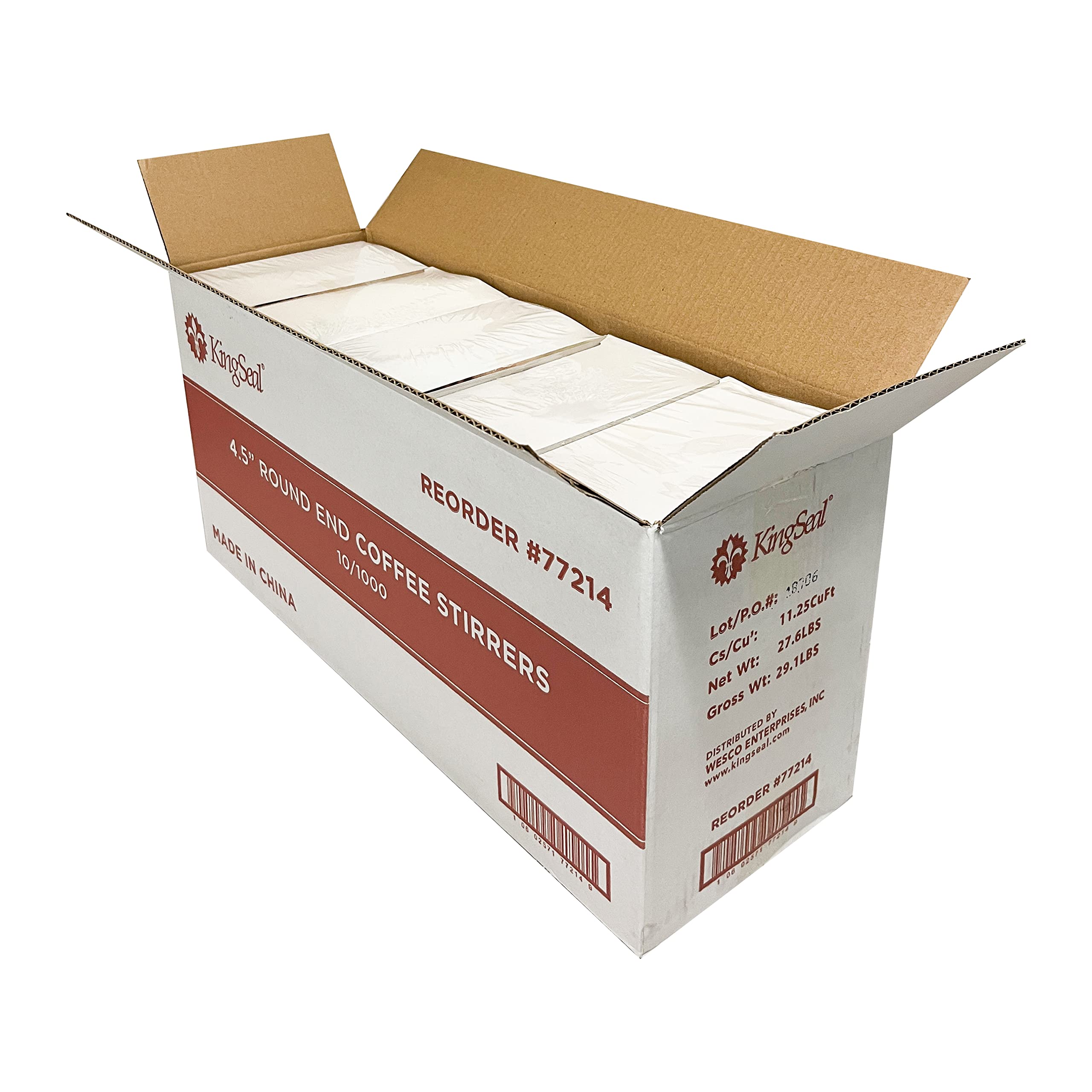 2000 Count | KingSeal Natural Birch Wood Coffee Beverage Stirrers, Stir Sticks, Waxing Sticks, Popsicle Sticks, 4.5 Inches, Round End - 2 Boxes x 1000 Stirrers