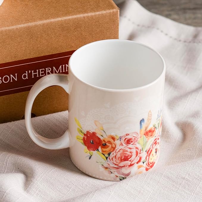 Maison d' Hermine Coffee Mug with Handles Fine Bone China Mugs Pack of Two Tea Cups for Hot Beverages Cappuccino Latte Home Restaurant Office Perfect for Gift (Ibiza - Beige, 12 Ounce)