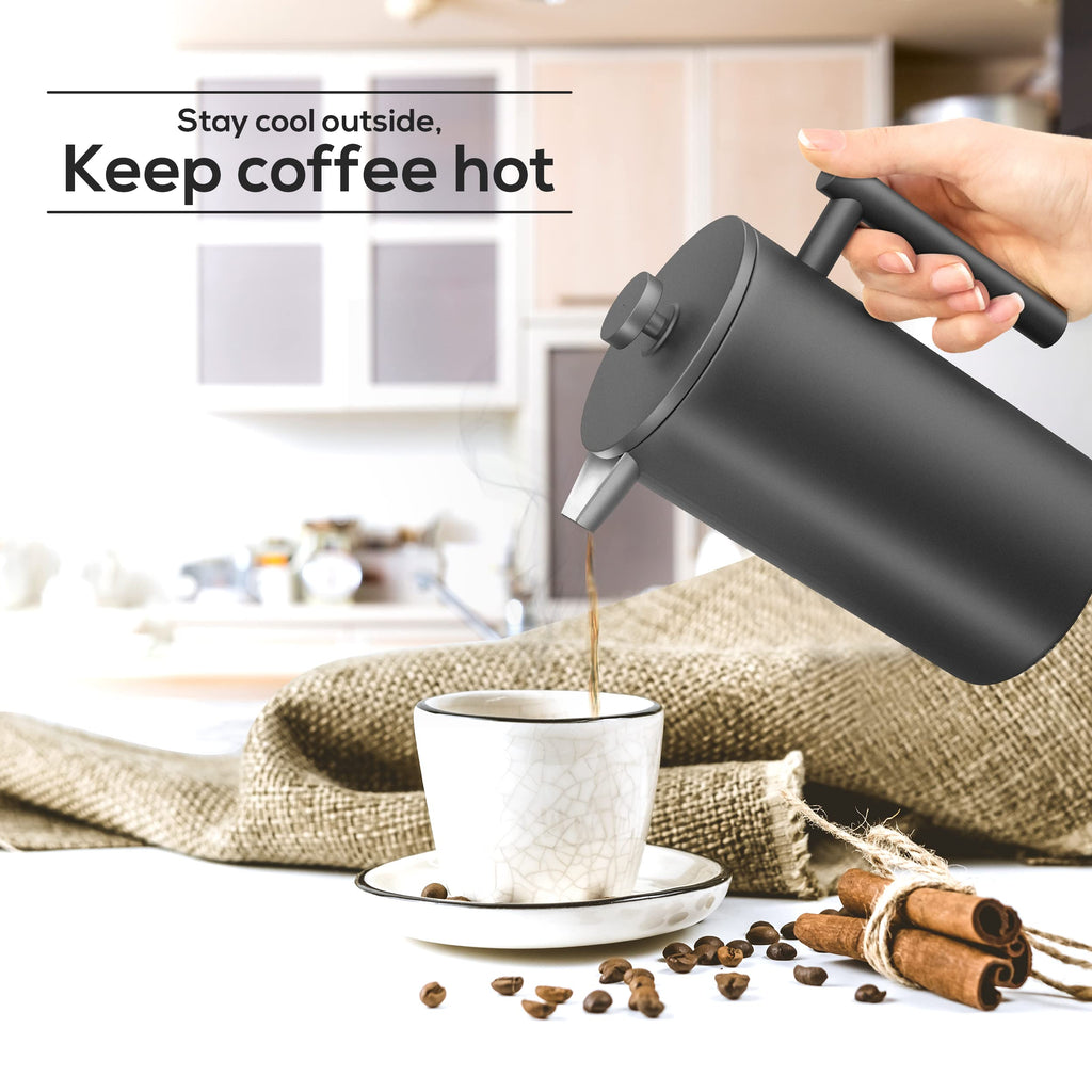 Utopia Kitchen 304 Grade Stainless Steel French Press 17 Oz, Black