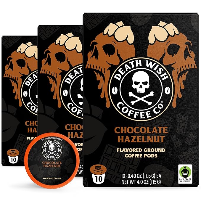 Death Wish Coffee Valhalla Java Single Serve Pods - Extra Kick of Caffeine - Medium Roast Coffee Pods - Made with USDA Certified Organic Fair Trade Arabica and Robusta Beans 10 Count (pack of 1)