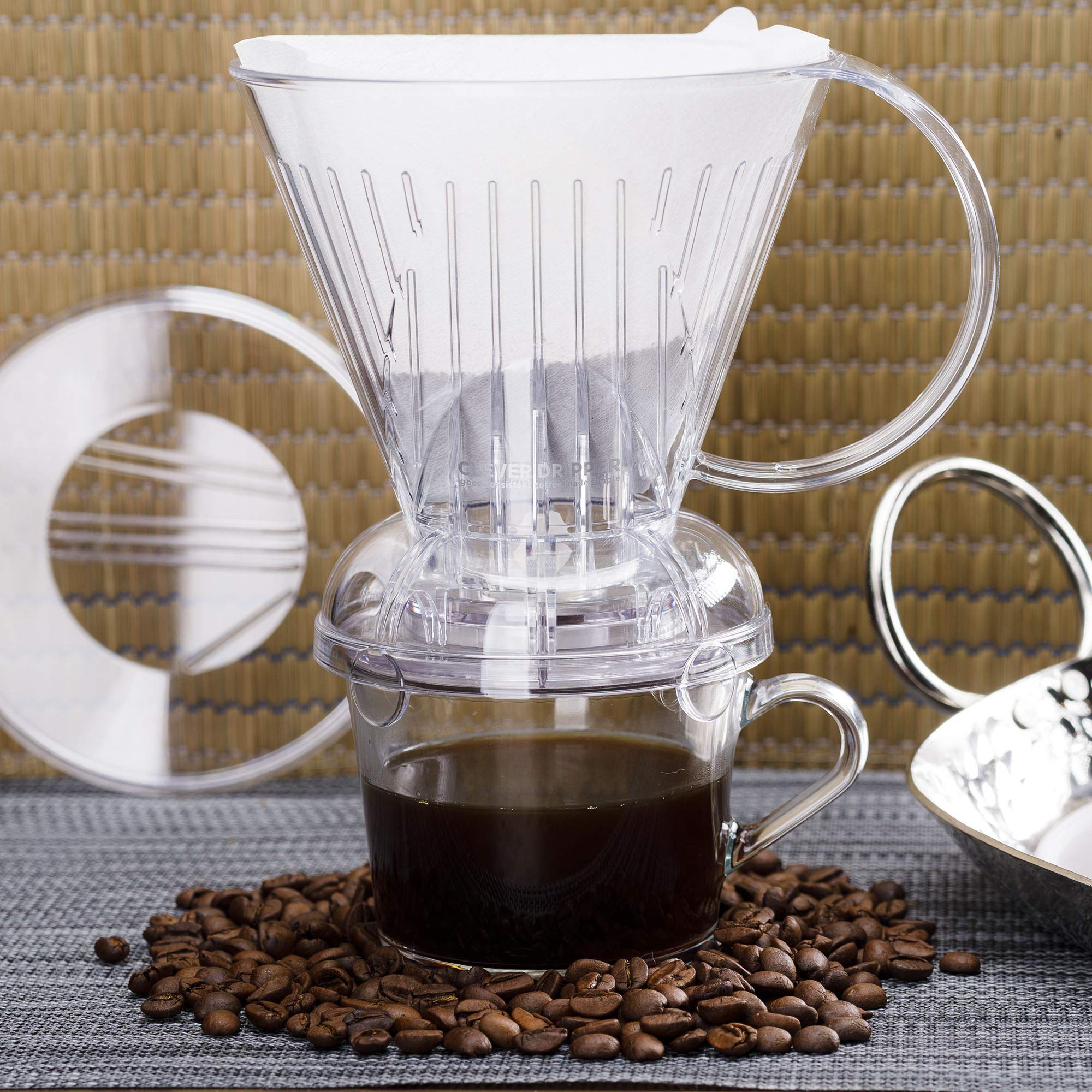 Clever Coffee Dripper | Large 18 oz | Clear | BPA-Free | 100 Filters