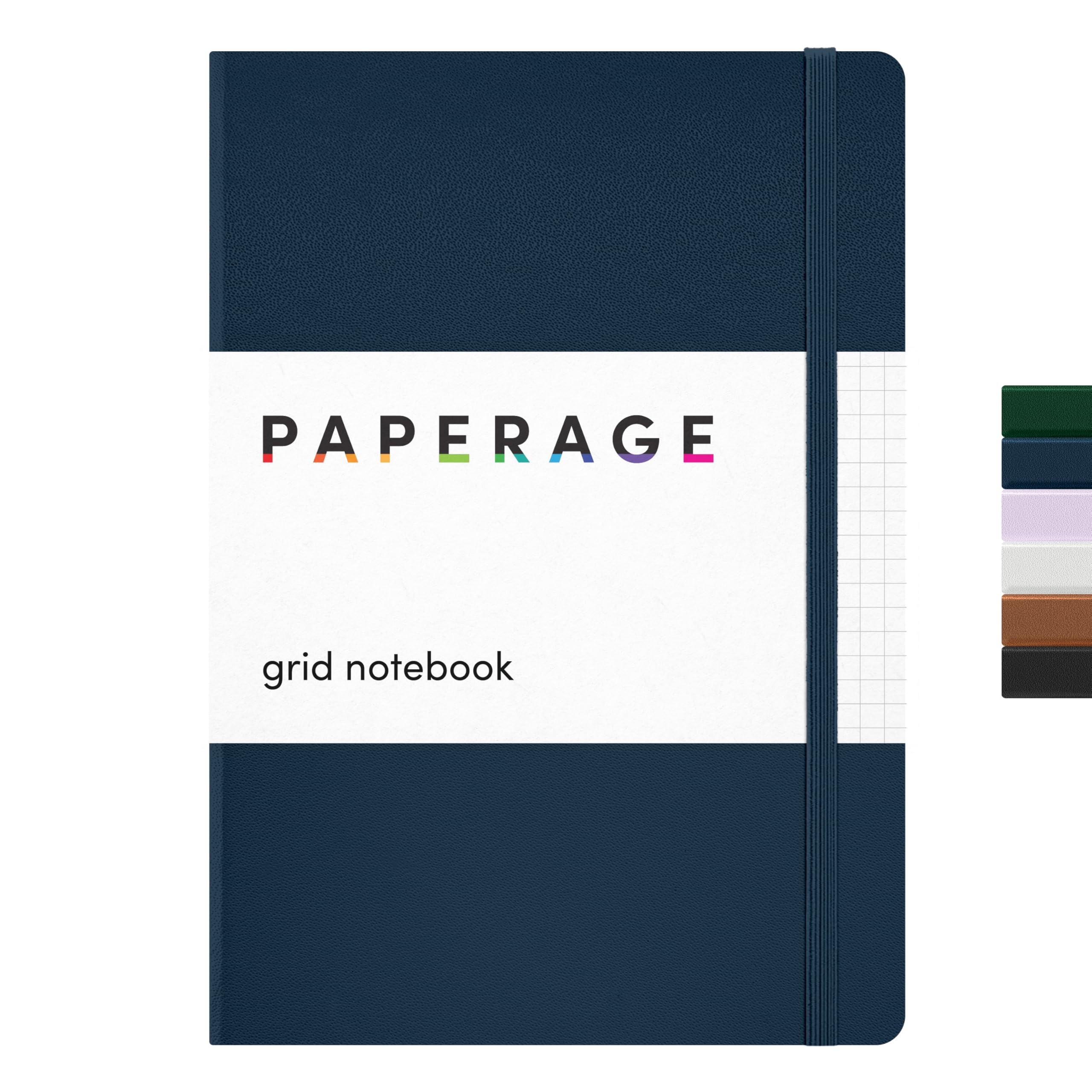 PAPERAGE Graph Paper Journal Notebook, (Navy), 160 Pages, Medium 5.6 in x 8 in - 100 GSM Thick Paper – Hardcover Grid Notebook for Work or School