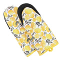 Sage+Stitch Heat Resistant Designer Kitchen Oven Mitts with Neoprene Non-Slip Grips and Hanging Loops | Set of 2 100% Cotton Long Sleeve Kitchen Oven Mitts | 5.5" x 12" | Yellow Lemons