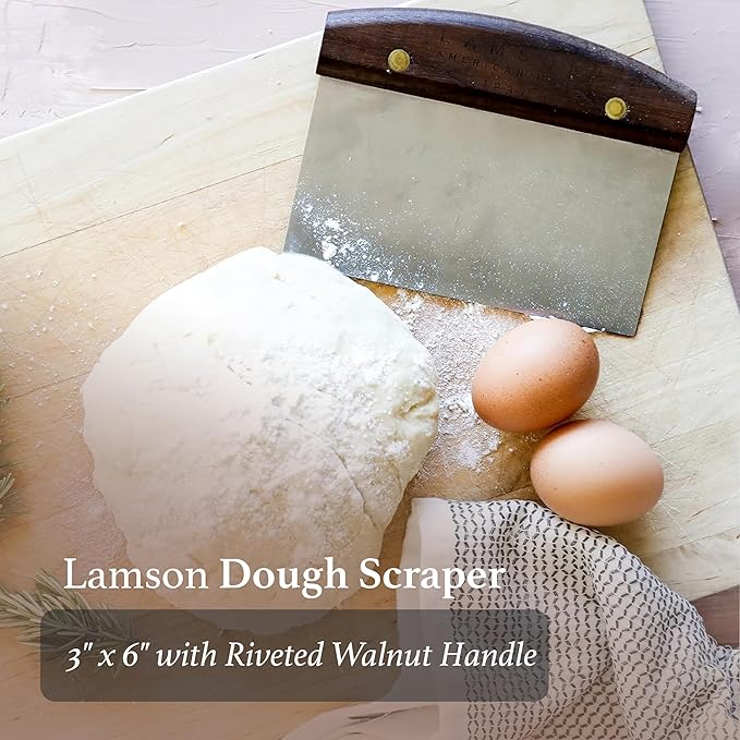 Lamson 3" x 6" and 4" x 6" Dough (Bench) Scraper with Walnut Handle